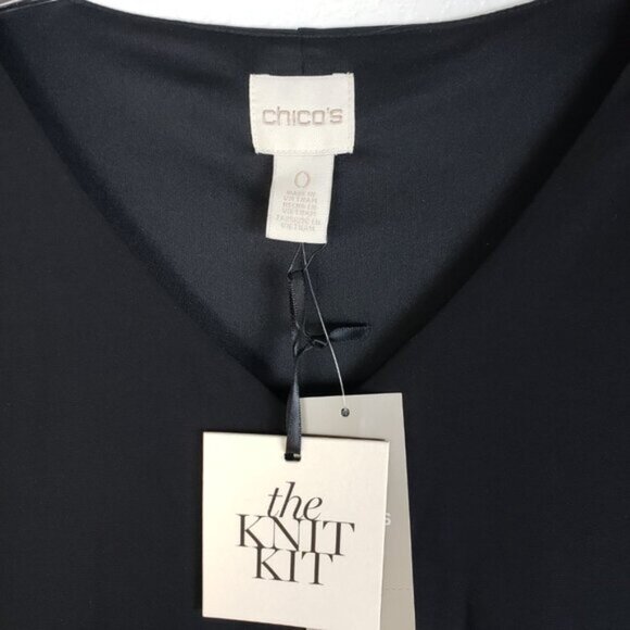 NWT Chico's $119 Knit Kit COLORBLOCK Maxi Dress Size S Women's Black Cap Sleeves - Picture 5 of 11